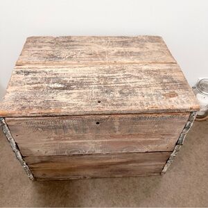 Vintage Drink Modox Hinged Wooden Crate for One Dozen Bottles Storage Decor Box